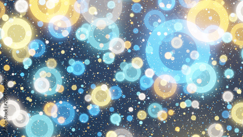 Abstract glowing circle and bokeh particle on a dark blue background