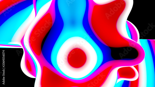 Abstract fluid gradient shape with vibrant red blue and cyan colors on black background