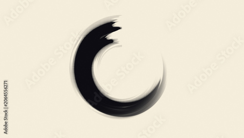 Black enso circle brush stroke illustration minimalist zen design
