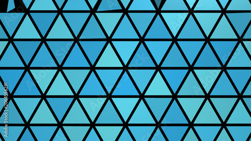 Abstract geometric pattern with blue triangles and black borders