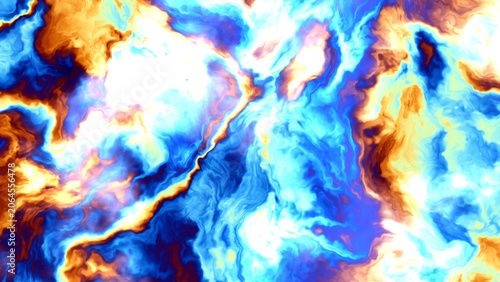 Abstract blue and orange fluid liquid pattern design with glowing marble texture and vibrant colors