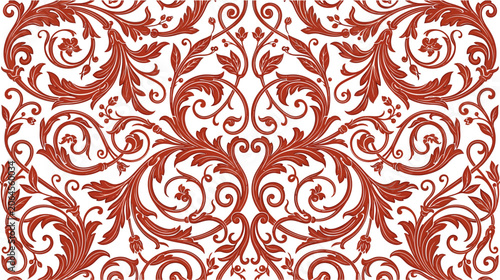 Elegant floral ornament pattern, vintage style, white background, decorative graphic element