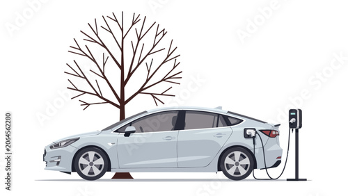 Modern electric vehicle charging at an outdoor station, symbolizing clean energy and sustainable transportation for a greener future