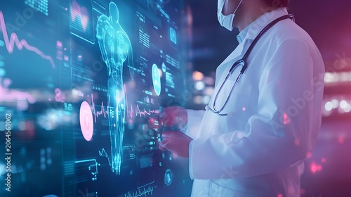 doctor pressing digital button