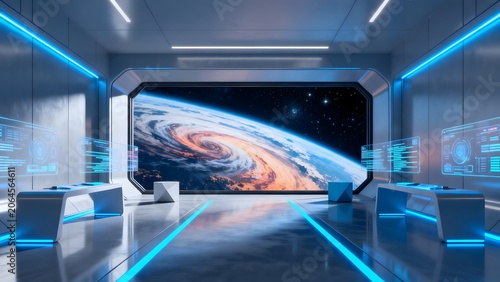 Futuristic space observation room