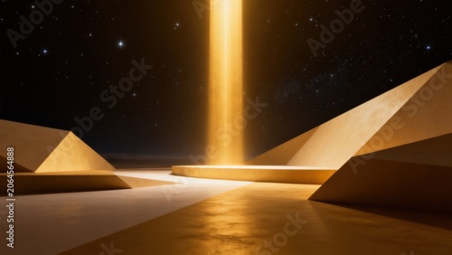 Abstract geometric space with starry sky