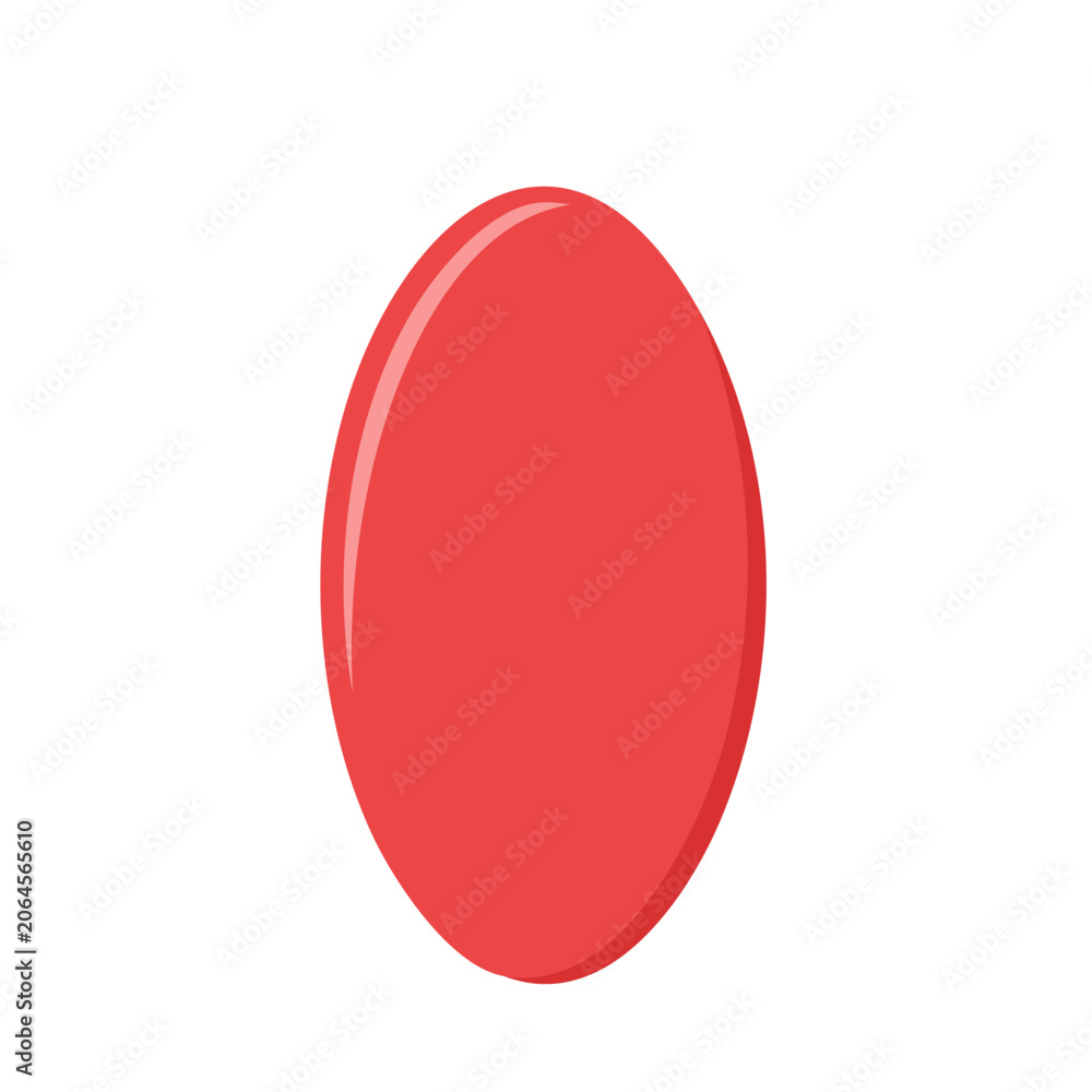 Fototapeta premium Red oval shape on white background
