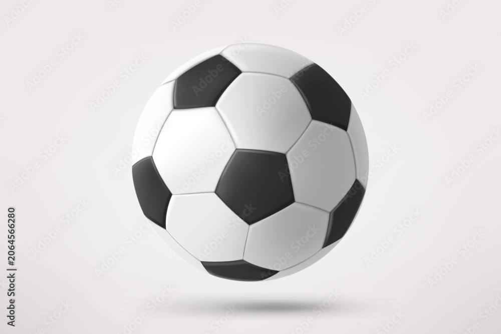 Fototapeta premium Realistic leather soccer ball. 3d vector illustration