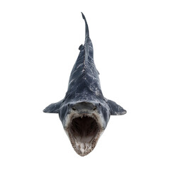 PNG of Majestic shark with an open mouth, showcasing its powerful jaws and predatory nature.