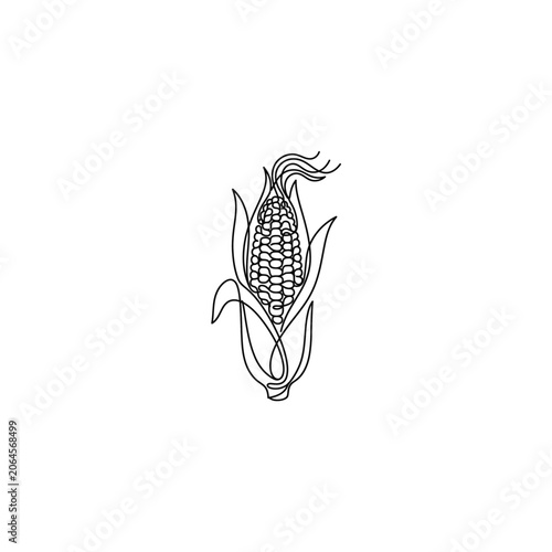 Minimalist Corn Cob Line Art Icon