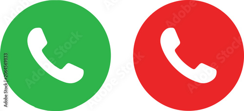 Fotografía Green and red phone call buttons for answering and declining incoming mobile pho