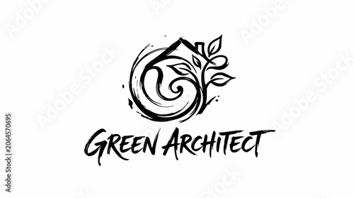 Green architect logo with sustainable motifs.