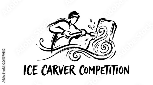 Ice Carver Competition logo with person sculpting ice.