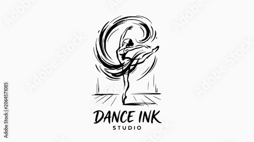 Valokuva Elegant ballerina logo for dance ink studio.