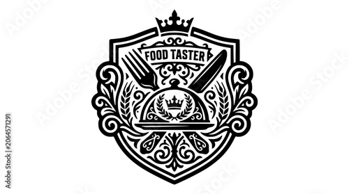 Food taster culinary crest emblem.