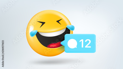 Photos Laughing emoticon new comments. 3d vector illustration