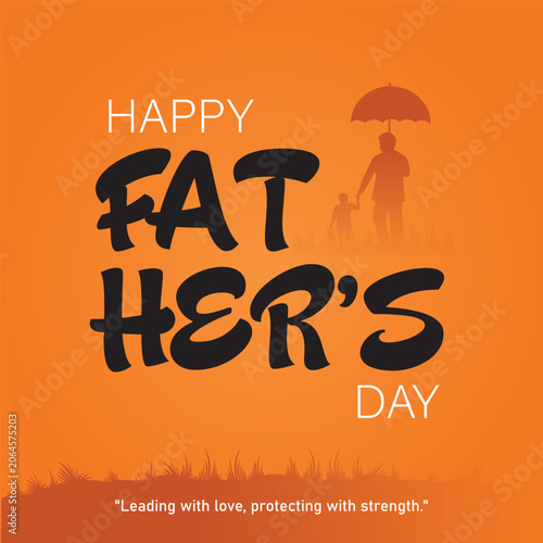 Realistic banner happy fathers day frame with lettering on blue background