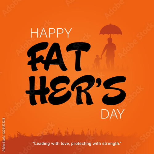 Realistic banner happy fathers day frame with lettering on blue background