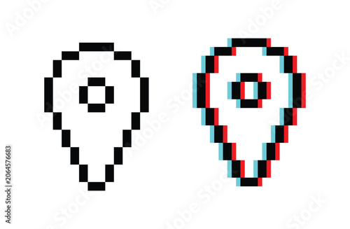 Map pin 8 bit vector icon for computer game, logo