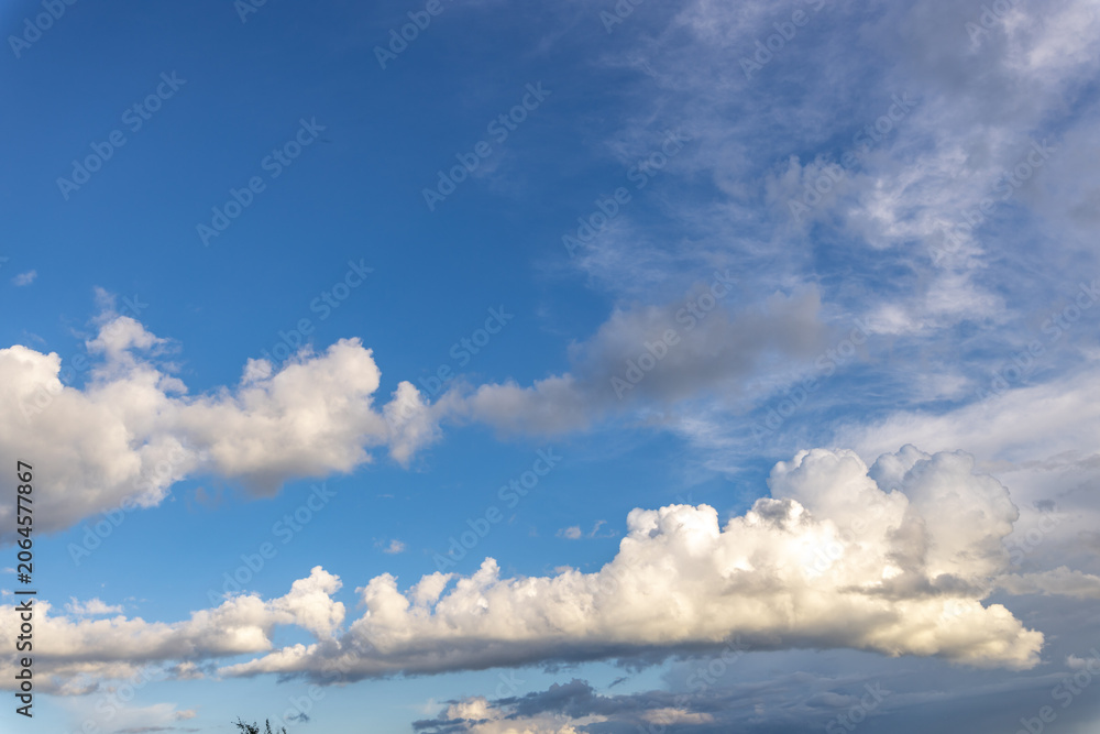 Fototapeta premium Blue sky stretches wide, dotted with fluffy white clouds