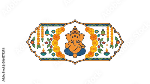 Lord Ganesha Illustration for Ganesh Chaturthi Festival