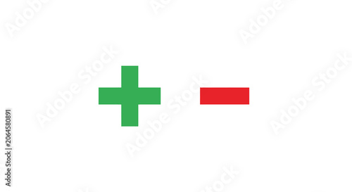 Foto Green plus and red minus sign shapes flat silhouette
