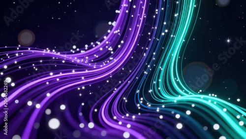 Abstract glowing lines in space