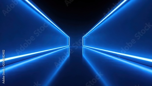 Blue neon light corridor