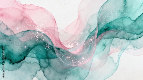 Abstract watercolor swirls with sparkles