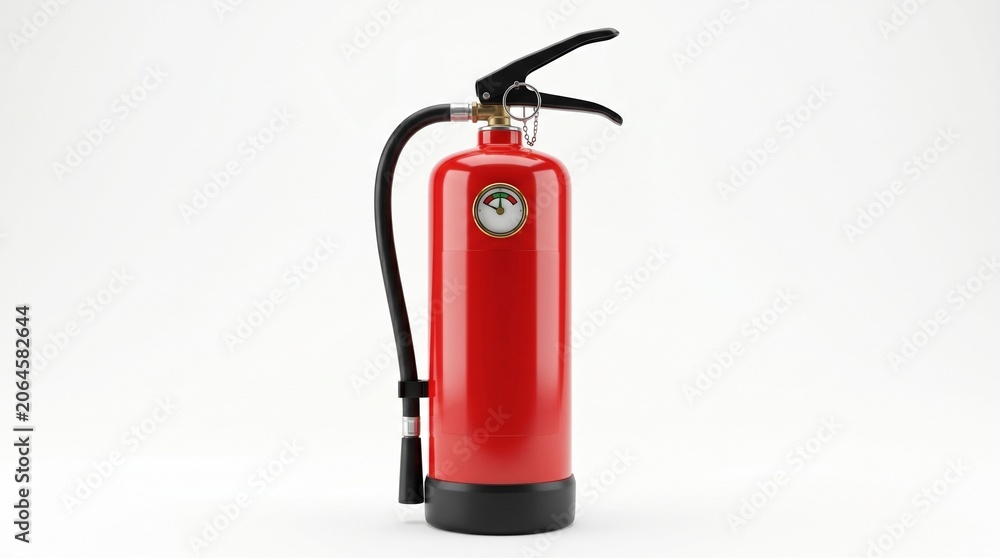 Obraz premium Photorealistic 3D Render of Fire Extinguisher on White Background