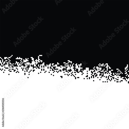 Abstract black and white pixelated transition pattern with square dots