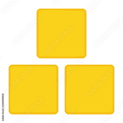 Three Yellow Squares in Triangle Arrangement Icon