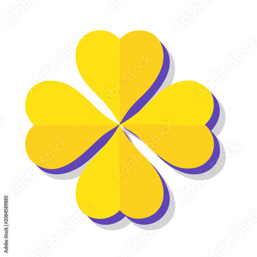 Yellow and Purple Four Leaf Clover Vector