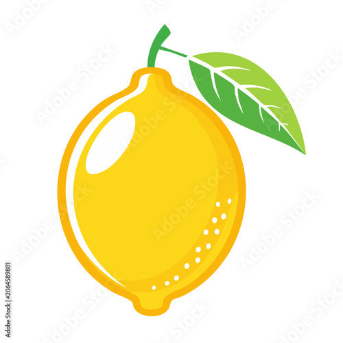 Yellow Lemon with Green Leaf Icon