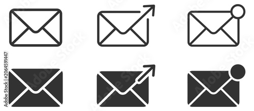Slika na platnu email envelope icons set with outgoing arrow and notification dot vector illustr