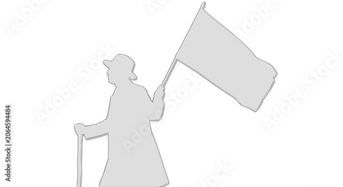 Photos Protestor holding flag waving high with cane standing alone