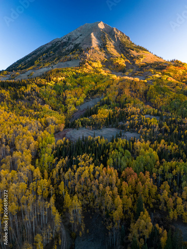 Mt Gothic Crested Butte Colorado Mountain Morning landscapes, Aerials with Colorful Fall Colors