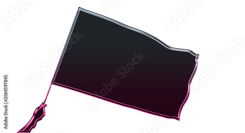 A pink outlined flag waves in the air on transparent background