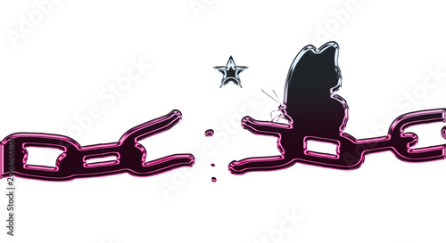Tableau sur toile A broken chain with a silhouette of a person's head explodes into freedom