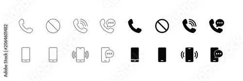Εκτύπωση καμβά phone vector glyphs call chat notification and block