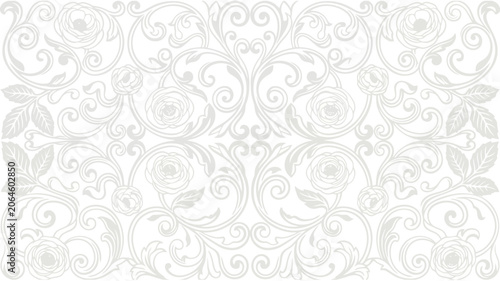 Elegant floral pattern with roses and leaves, vintage decorative graphic element