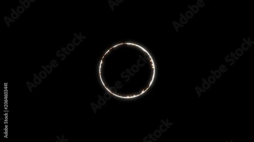 Fiery Circle Frame with Dancing Flames and Glowing Embers, Perfect Ring of Fire on Black Background, Dramatic Inferno Effect, 4K Transparent Alpha Loop