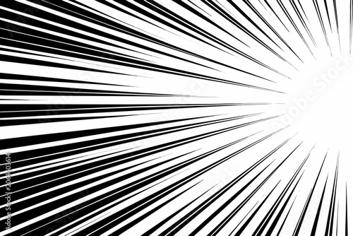 Konstfotografi Radiating speed lines pattern black and white vector illustration