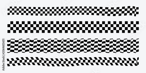 Fotografía Checkered flag pattern collection black and white vector illustration