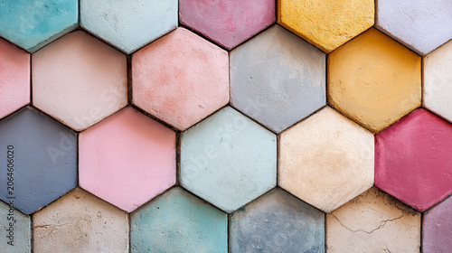 Pastel geometric background with abstract shapes and soft colors. Modern decorative design with textured details and elegant composition for wallpaper or branding.
