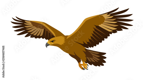 Obraz na plátně Large brown eagle soaring with wide open wings.