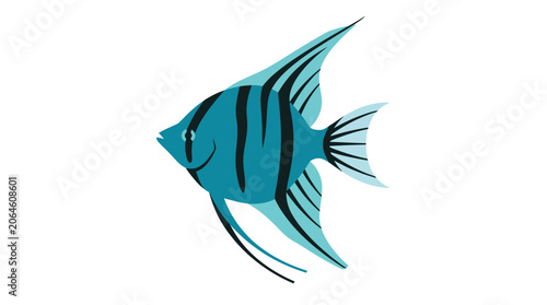 Photos Tropical blue striped angelfish illustration isolated on white.
