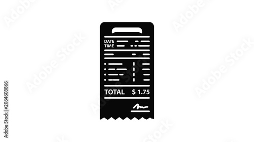 Receipt silhouette on a white background simple monochrome design