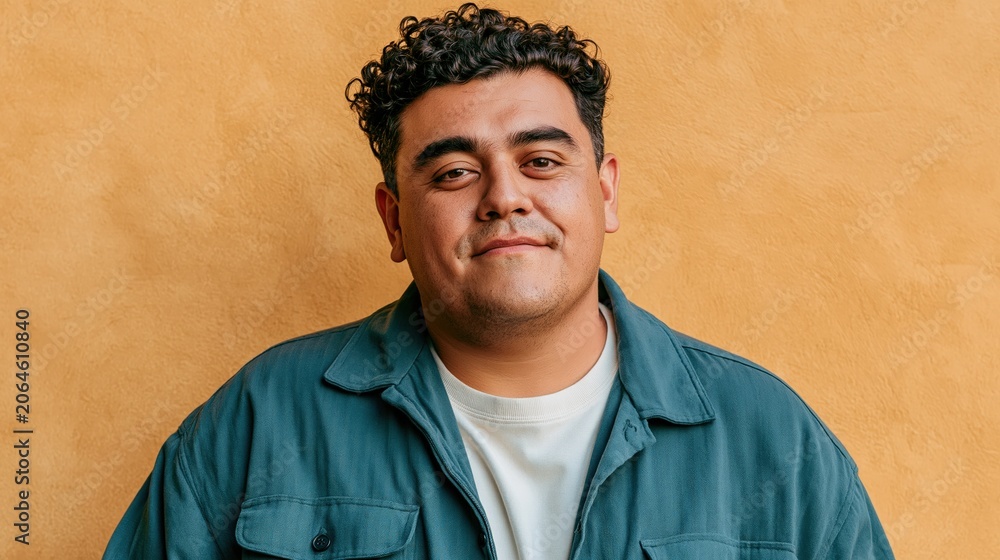 Obraz premium gen team lead young adult latino plus-size man with soft smile