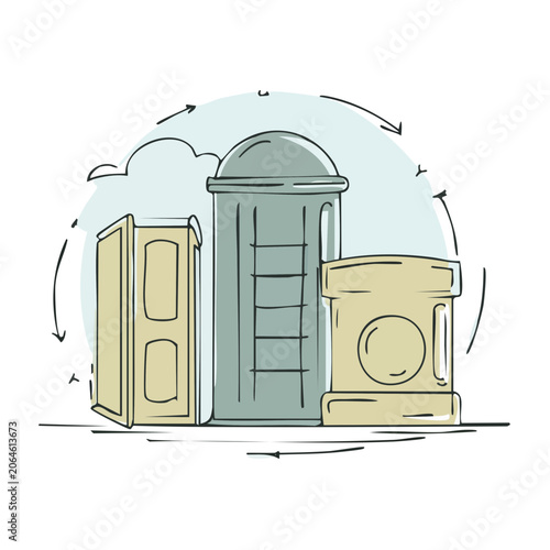 Flat design illustration of recycling bins